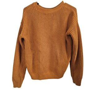 Sonoma Goods For Life Burnt Orange Shaker Knit Crewneck Sweater PXS Womens